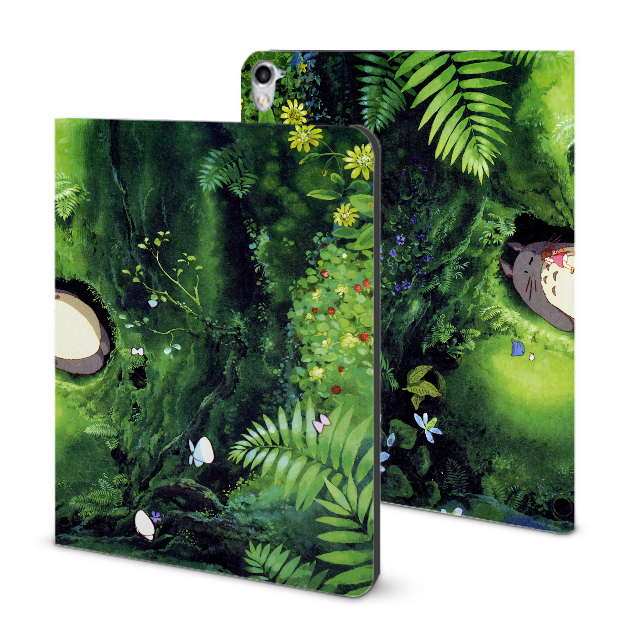 （画像用） となりのトトロ 草壁メイ 草壁サツキ My Neighbor Totoro Satsuki Kusakabe Mei Kusakabe IPad ケース ブック型 PUレザー TPU 耐衝撃 軽量 薄型 ペン収納なし 全面保護 IPad 各モデル対応
